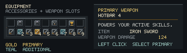Equipment · Accessories and Weapon Slots