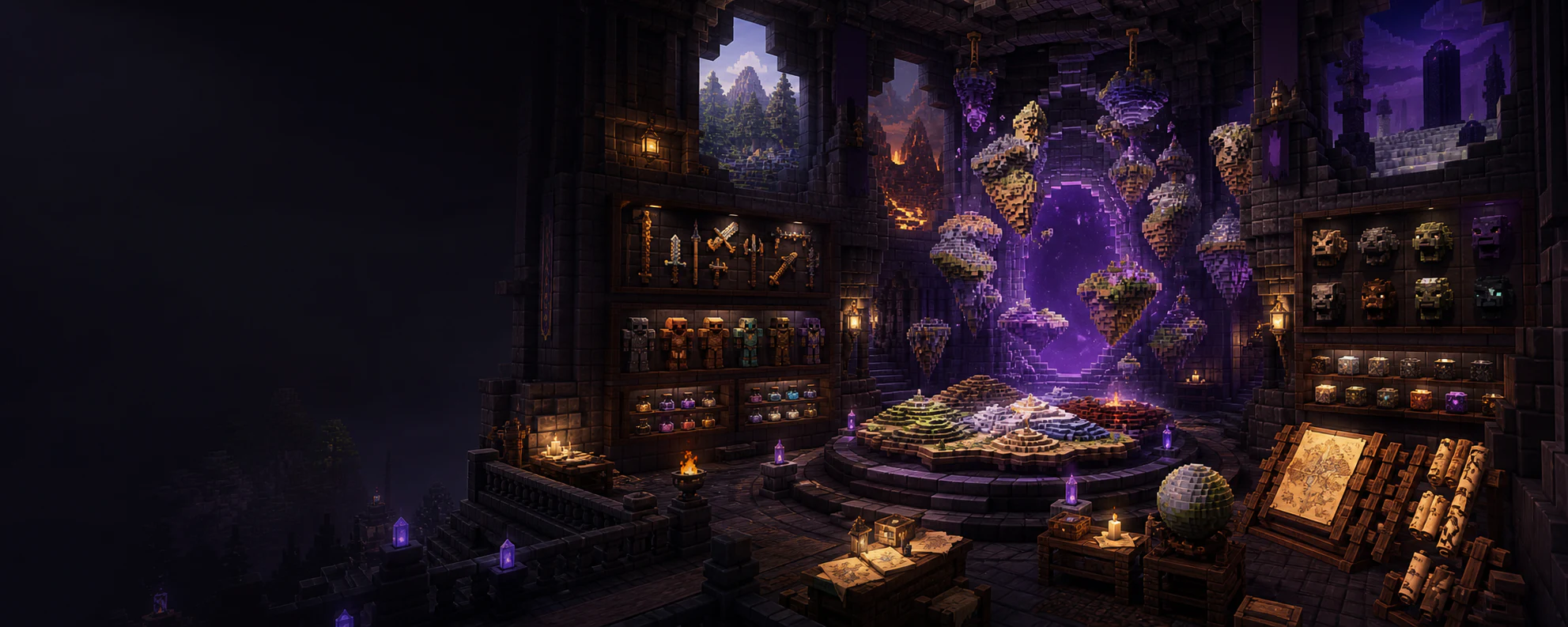 Temporary concept image of a map room and archive overlooking Rift landscapes